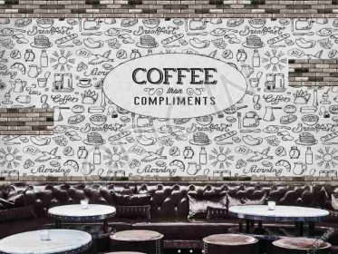دانلود طرح کاغذ دیواری فنجان قهوه کشیده شده دست پس زمینه دیوار دیوار زمینه