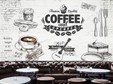 دانلود دست دیوار دیوار قهوه خانه رستوران غربی نوستالژیک کشیده شده است