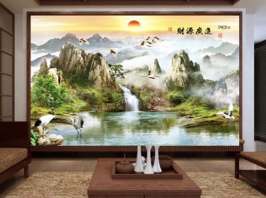 دانلود چشم انداز جدید چینی baihe آبشار دیوار پس زمینه تلویزیون