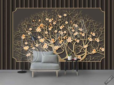 دانلود طرح کاغذ دیواری مینیمالیستی مدرن درخت زیبا گل درخت شاخه شکوفه هلو دیوار پس زمینه