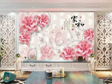 دانلود طرح کاغذ دیواری خانه و غنی و زیبا سه بعدی دیوار جواهرات لوکس گل