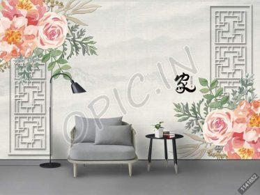 دانلود طرح کاغذ دیواری گل سنگ پرنده چینی شکوفه دیوار غنی زمینه