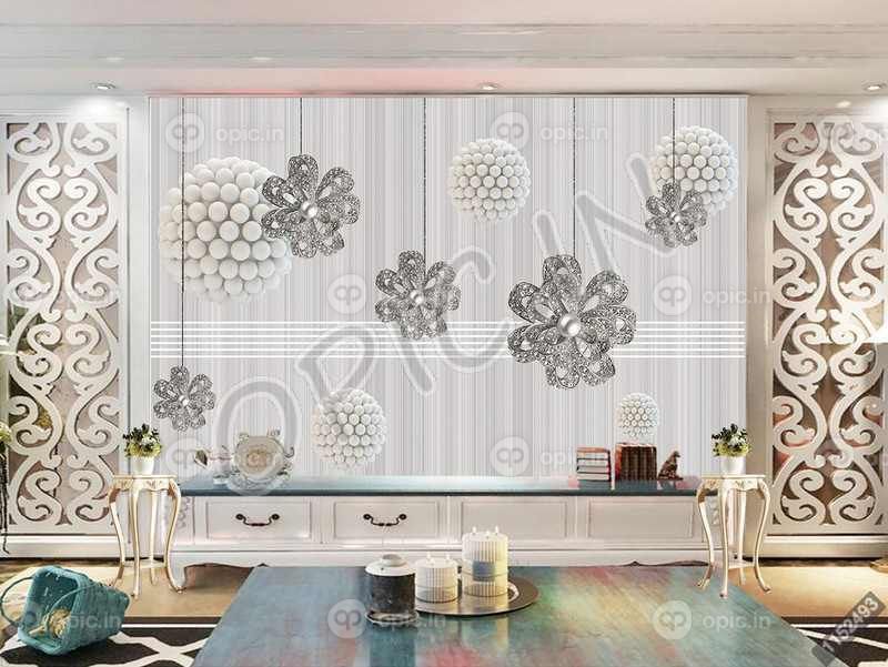 دانلود طرح کاغذ دیواری زمینه سه بعدی خلاقانه با دیوار گل الماس