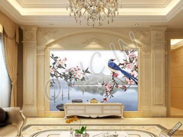 دانلود طرح کاغذ دیواری دیواری پس زمینه قایق آب رودخانه طاووس گل غنی چینی