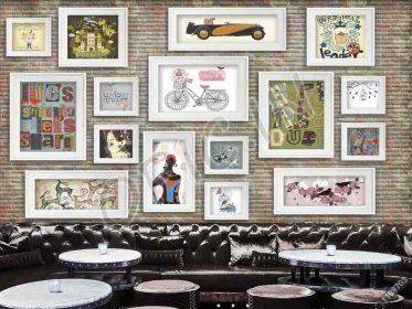 دانلود طرح کاغذ دیواری نوستالژیک نقاشی تزئینی عکس دیوار دیوار رستوران نوار ابزار دیوار