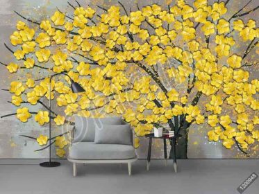 دانلود طرح کاغذ دیواری مدرن طلا انتزاعی درخت غنی دیوار اتاق نشیمن