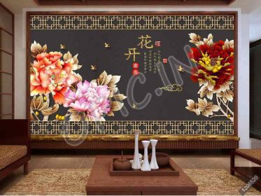 دانلود طرح کاغذ دیواری گل چینی گل گل صد تومانی دیوار پس زمینه تلویزیون چینی