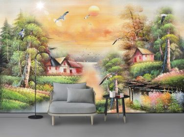 دانلود نقاشی دکوراسیون دیوار اتاق نشیمن مینیمالیستی روستایی مینیمالیستی