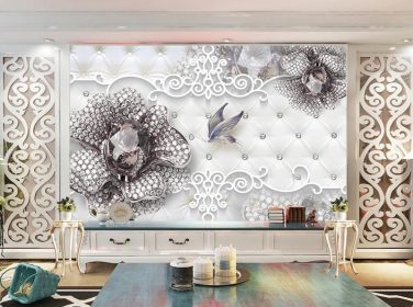 دانلود دیواری پس زمینه جواهرات پروانه 3D سنگهای قیمتی بنفش
