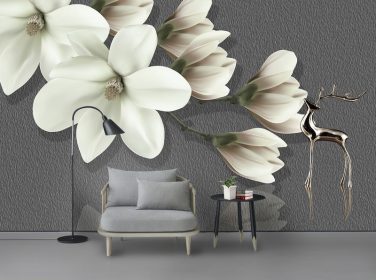 دانلود مفهوم مدرن هنری 3D برجسته گل شاخه های فلزی دیواره پس زمینه جن دیگر