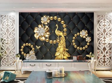 دانلود جواهرات طلایی طاووس طلایی دیوار پس زمینه جواهرات پروانه گل طلایی