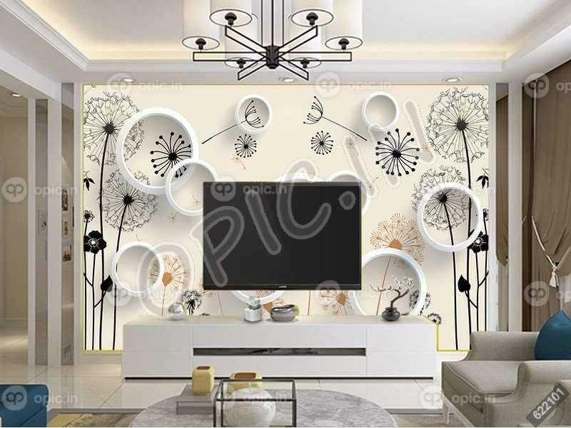 دانلود طرح کاغذ دیواری سبک چینی جدید مینیمالیسم مدرن قاصدک 3D تلویزیون دیوار پس زمینه