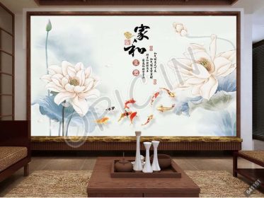 دانلود طرح کاغذ دیواری جدید دیوار چینی طرح مفهوم هنری لوتوس دیوار زمینه