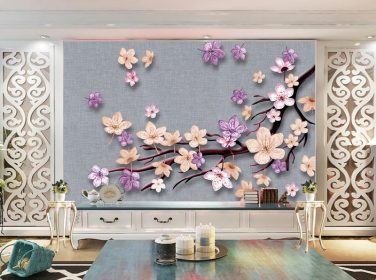 دانلود شکوفه جدید گل شکوفه لوکس 3 بعدی دیواری پس زمینه تلویزیون استریو ظریف