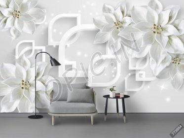 دانلود طرح کاغذ دیواری دیوار زمینه گل مینیمالیستی سفید مدرن