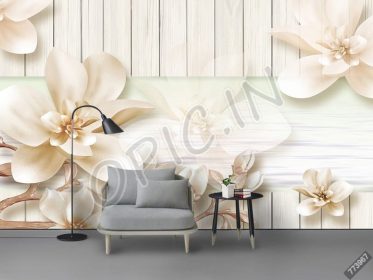 دانلود طرح کاغذ دیواری گل های زیبا و سه بعدی مدرن سه بعدی دیوار زمینه صورتی کم رنگ