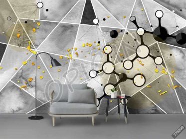 دانلود طرح کاغذ دیواری الگوی هندسی مدرن مینیمالیستی دیواری زمینه طلای تلویزیون