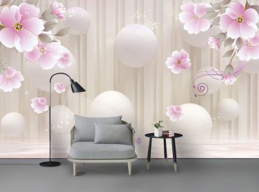 دانلود گل مدرن استریو 3 بعدی گل دیواری زیبا رویایی