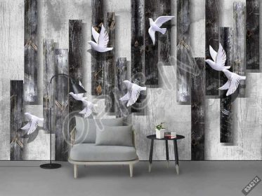 دانلود طرح کاغذ دیواری تخته چوبی پرنعمت مینیمالیستی مدرن پرنده نقاشی دیواری پرنده پرواز
