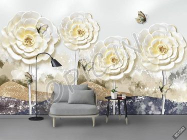 دانلود طرح کاغذ دیواری دیوار زمینه برجسته گل برجسته 3D