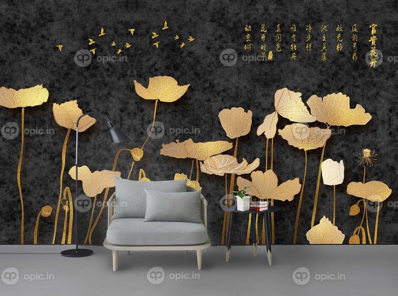 دانلود لاله سه بعدی مدرن دیوار پس زمینه تلویزیون لاله