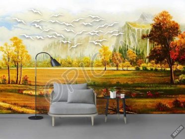 دانلود طرح کاغذ دیواری مناظر زیبا مدرن مناظر نقاشی رنگ روغن تلویزیون دیوار پس زمینه
