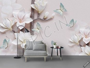 دانلود طرح کاغذ دیواری گل مگنولیا مدرن دیوار زمینه دیوار منبت کاری شده دیوار