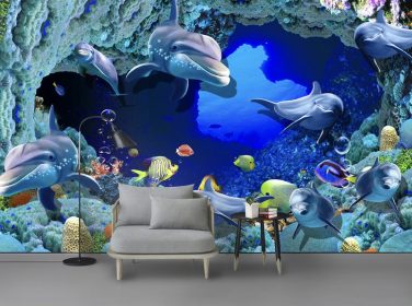دانلود دریای مدرن زیبا مرجان حیوانات کوچک جهان مرجانی دلفین دیوار پس زمینه تلویزیون