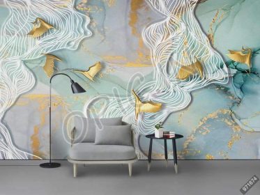 دانلود طرح کاغذ دیواری مدرن مینیمالیستی نقاشی مرکب خطوط انتزاعی پرواز پرندگان تلویزیون دیوار پس زمینه