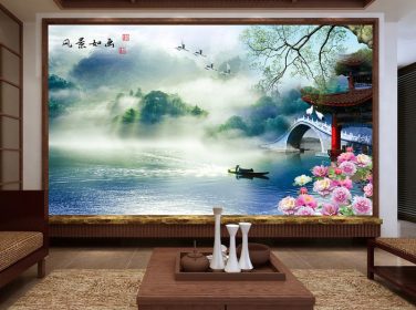 دانلود نقاشی چینی دیوار پس زمینه مناظر زیبا