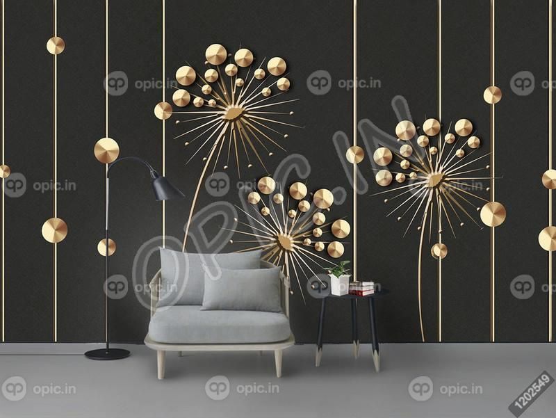 دانلود طرح کاغذ دیواری دیوار برجسته جدید آهن قاصدک 3D خلاق