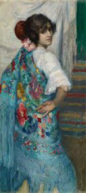 نقاشی کلاسیک دختری با شال ج