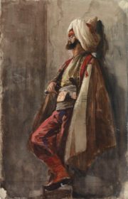 نقاشی کلاسیک مردی با لباس شرقی
