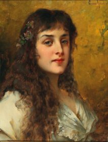 نقاشی کلاسیک Bildnis einer Dame mit Schneerosen im Haar
