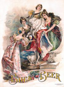نقاشی کلاسیک Bock beer [بزی که ردای سلطنتی بر تن دارد و منتظرش می‌مانند