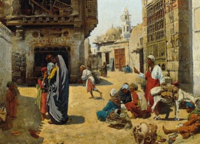 نقاشی کلاسیک صحنه خیابان قاهره در حدود 1890 1900