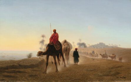 نقاشی کلاسیک کاروان در صحرا