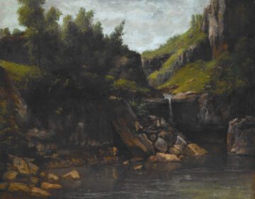 نقاشی کلاسیک آبشار در منظره سنگی 1872 1874