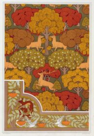 نقاشی کلاسیک Cerfs et arbres, Papier Peint