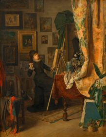 نقاشی کلاسیک Die junge Malerin در آتلیه احرم 1878