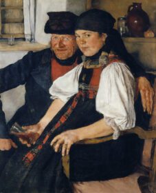 نقاشی کلاسیک کشاورز مسن و دختر جوان 1876 – 1877