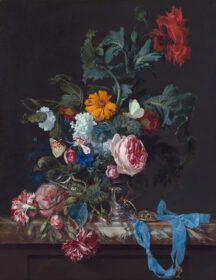 نقاشی کلاسیک Flower Still Life with a Timepiece 1663