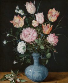 نقاشی کلاسیک گلها در گلدان وان لی c