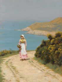 نقاشی کلاسیک دختر در مسیر ساحلی 1893