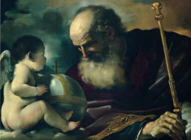 نقاشی کلاسیک خدا پدر و فرشته 1620