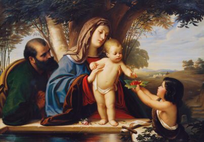 نقاشی کلاسیک خانواده مقدس با سنت