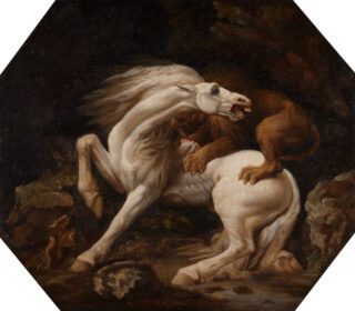 نقاشی کلاسیک اسب مورد حمله شیر بین سالهای 1768 و 1769