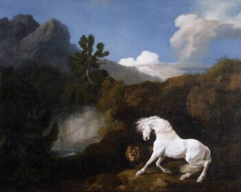 نقاشی کلاسیک اسب ترسیده توسط شیر 1770