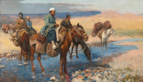 نقاشی کلاسیک Horses At The Ford – Persia