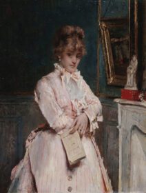 نقاشی کلاسیک Jeune femme tenant un livre 1870